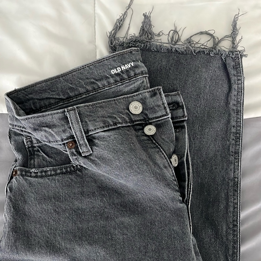 Old navy size 2 slouchy straight high rise gray denim